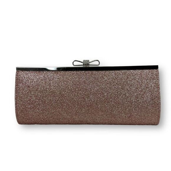 INC International Concepts Sparkle Clutch Rose Gold Glitter Covered Mini Purse - Picture 1 of 6